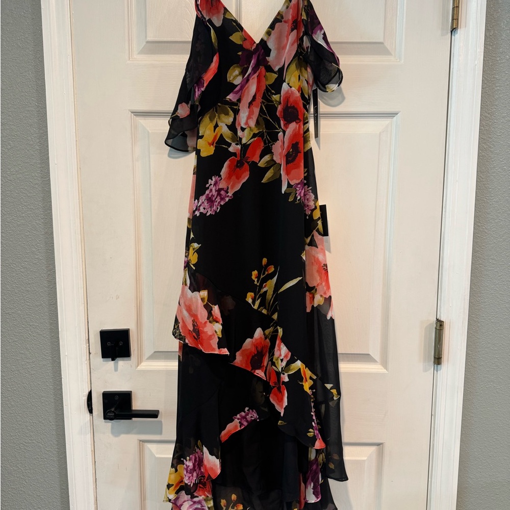 Lulu's Black and Floral, High low Dress - XS